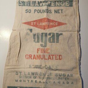 St. Lawrence Diamond Cane Sugar Canvas 50lbs Sack Bag Vintage Montreal Bilingual